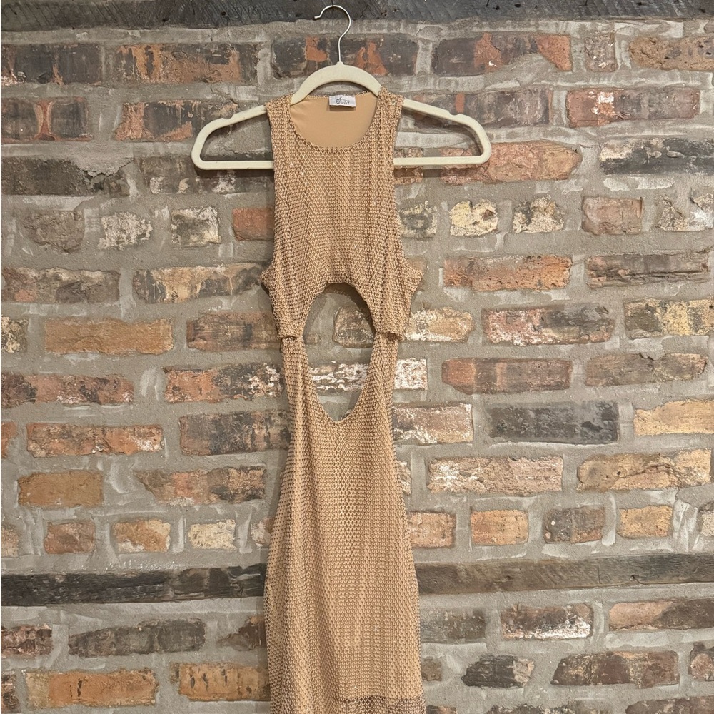 Oh Polly Tan Backless Dress